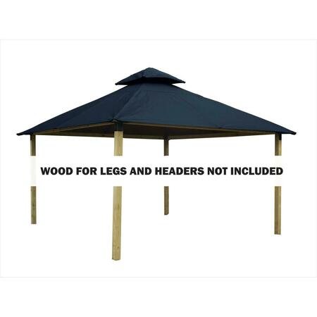 Acacia 12 sq. ft. Gazebo Roof Framing & Mounting Kit with Steel Blue Outdura Canopy AGOK12- STEEL BLUE